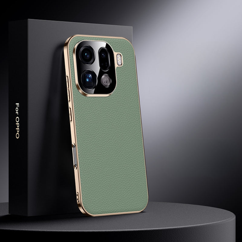 Cargue la imagen en el visor de la galería, OPPO Find X9 - Electroplated Genuine Leather Pebbled Case
