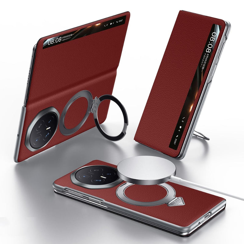 Cargue la imagen en el visor de la galería, Honor Magic V6 - Smart View Window MagSafe Magnetic Holder Leather Phone Case