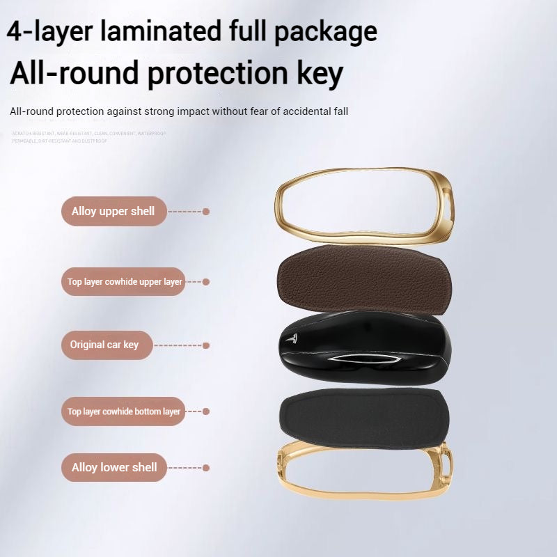 Cargue la imagen en el visor de la galería, Tesla Metallic Finish + Lychee Pattern Car Key Fob Case for Model 3, Y, X, S - Polar Tech Australia