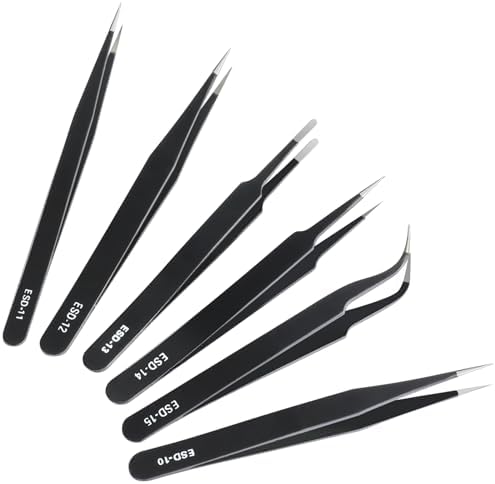 Chargez l'image dans la visionneuse de la galerie, 10-Piece Precision Tweezers Set – ESD Anti-Static Stainless Steel Kit with Storage Pouch - Polar Tech Australia