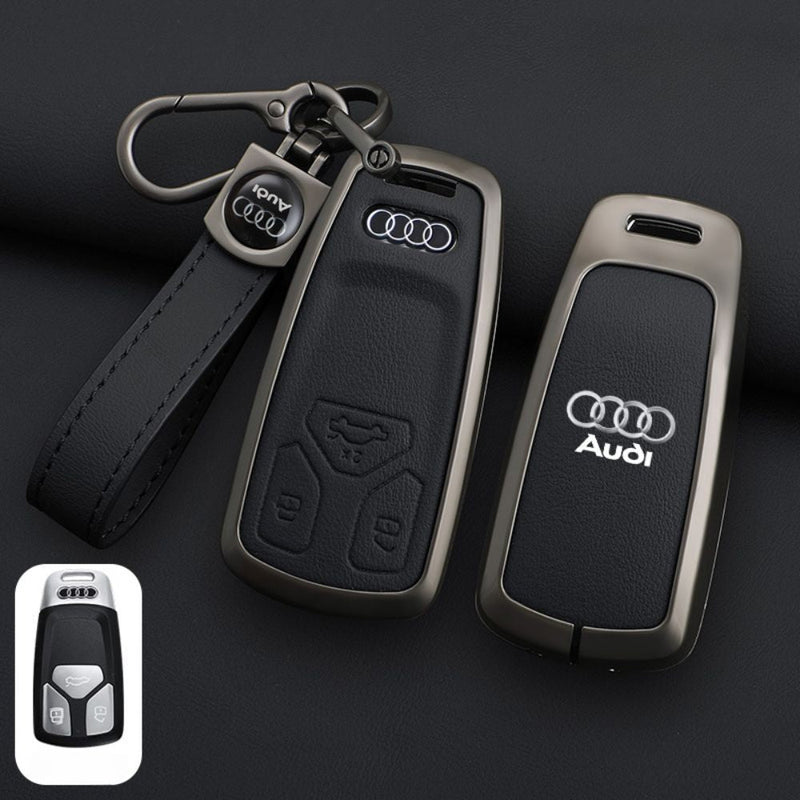 Cargue la imagen en el visor de la galería, Audi Zinc Alloy + Leather Car Key Fob Case Cover For A4, A5, A6,A8, Q2, Q5, Q7 - Polar Tech Australia