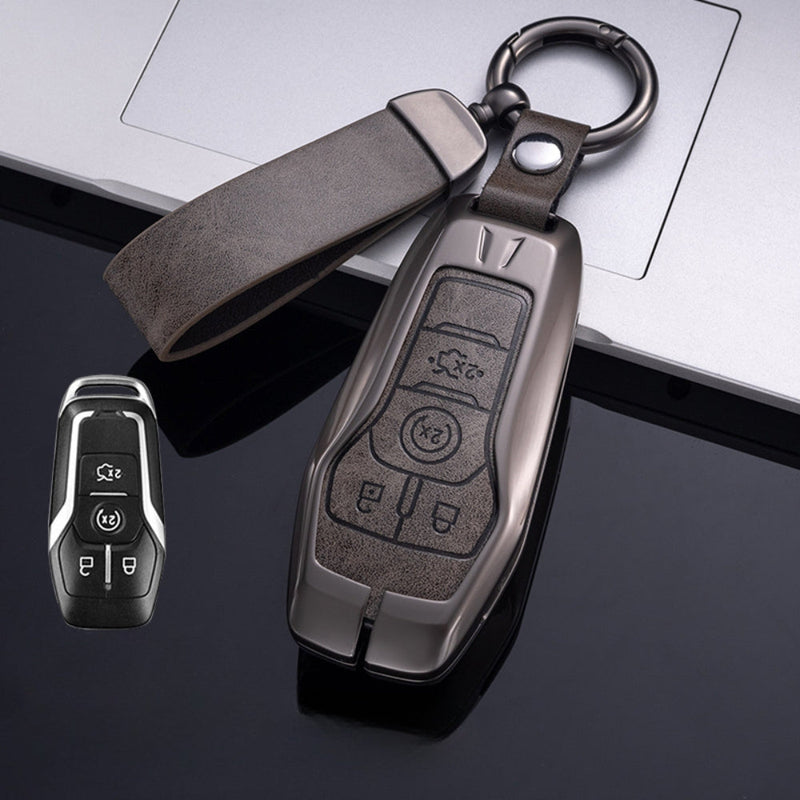 Cargue la imagen en el visor de la galería, Ford Zinc Alloy Leather Folding Car Key Fob Case Cover For Ranger, Mustang, Everest, Escape, Puma, Transit, Focus, Fiesta, Ranger Raptor, Mondeo - Polar Tech Australia