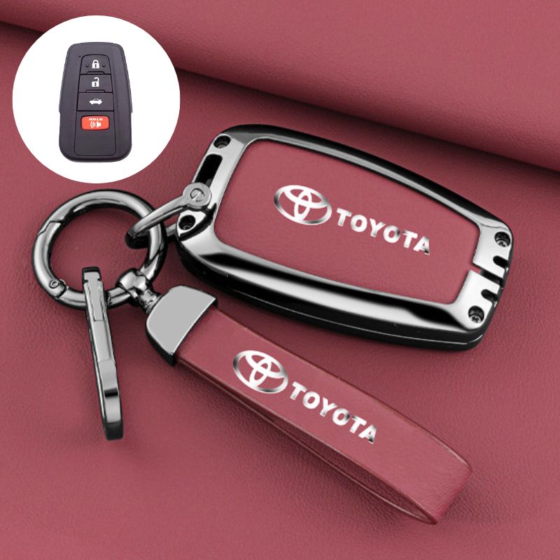 Cargue la imagen en el visor de la galería, Toyota Full Metal Coverage + PU Leather Car Key Fob Case Cover For Camry, Corolla, RAV4, Highlander, C-HR, Prius, Avalon - Polar Tech Australia