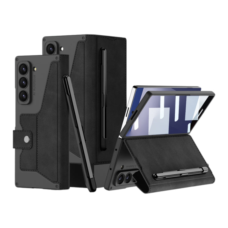 Cargue la imagen en el visor de la galería, Samsung Galaxy Z Fold7 5G - GKK Integrated Armor Flip Leather Case with Pen Slot, Stylus Not Included - Polar Tech Australia