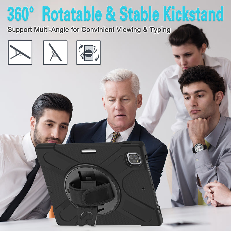 Cargue la imagen en el visor de la galería, Apple iPad Pro 12.9" 4th/5th/6th Gen 360 Degree Rotation Heavy Duty Hand Strap Handle Case - Polar Tech Australia