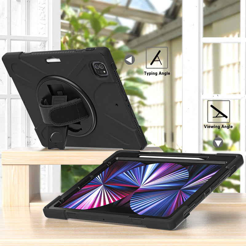 Cargue la imagen en el visor de la galería, Apple iPad Pro 12.9" 4th/5th/6th Gen 360 Degree Rotation Heavy Duty Hand Strap Handle Case - Polar Tech Australia