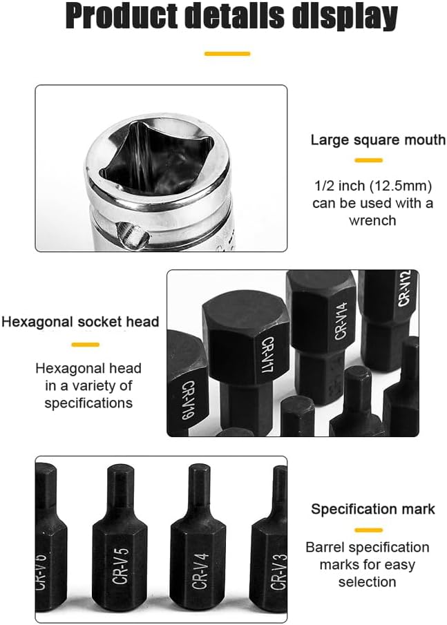 Cargue la imagen en el visor de la galería, Hi-Spec 14 in 1 Multiple Size CR-V Steel Hex Bit Socket With Storage Case - Polar Tech Australia