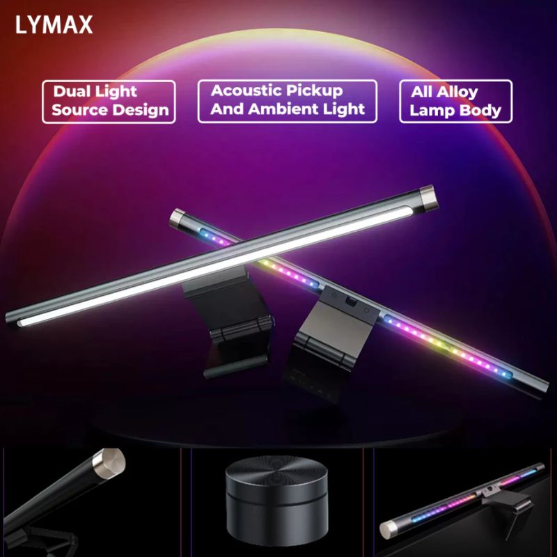 Cargue la imagen en el visor de la galería, LYMAX RGB Computer Monitor Light Bar with Remote Control, Eye-Care for Desktop Space Saving and Gaming Home Office