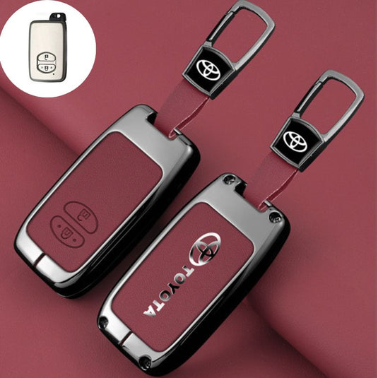 Toyota Full Metal  Coverage + PU Leather Car Key Fob Case Cover For Corolla, Camry, Prado, Avalon - i-Station Mobile Phone & Electronic Device Repair and Accessories