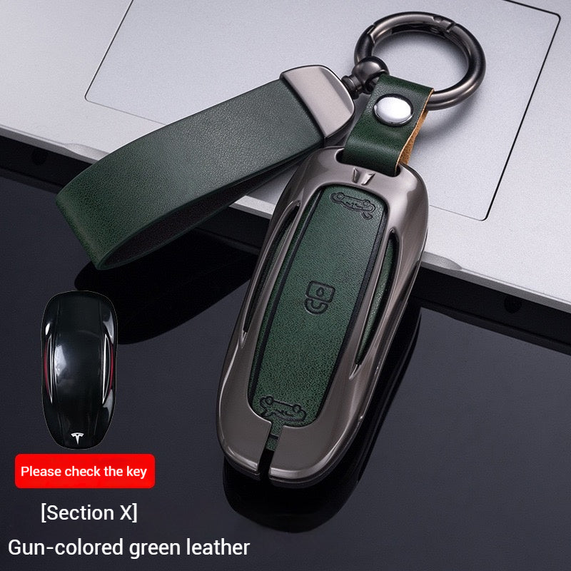 Cargue la imagen en el visor de la galería, Tesla Metal + PU Leather Smart Car Key Fob Case for Model 3, S, Y, X - Polar Tech Australia