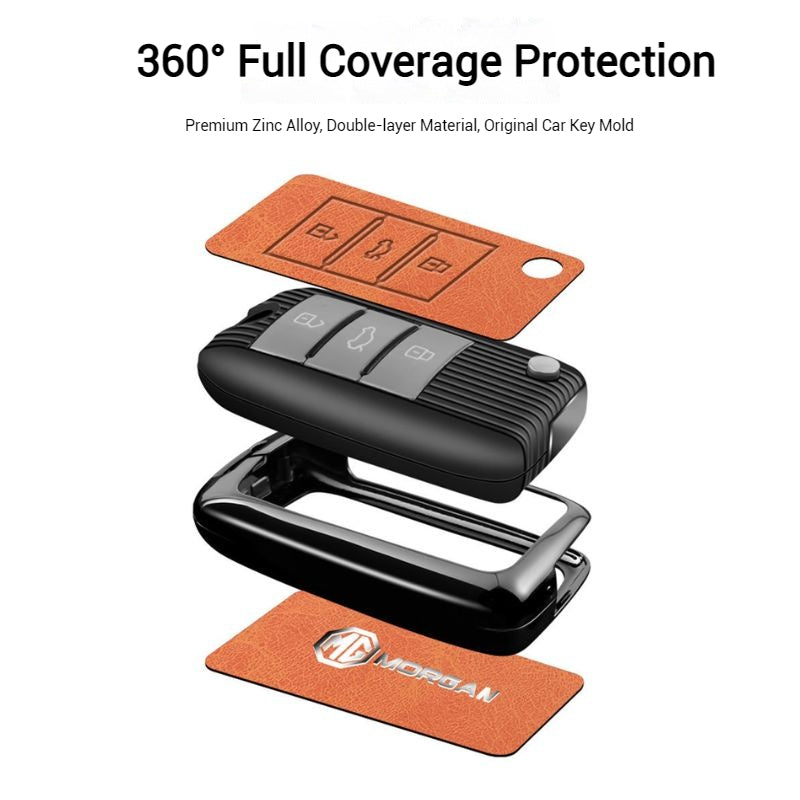 Cargue la imagen en el visor de la galería, MG Zinc Alloy + PU Leather Smart Remote Control Car Key Fob Case Cover For MG ONE - Polar Tech Australia