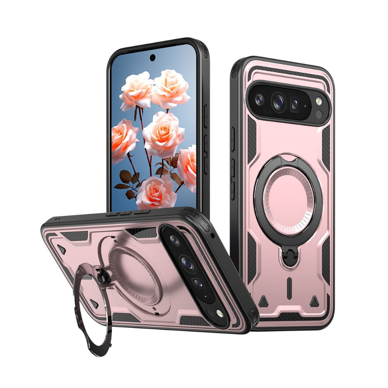 Cargue la imagen en el visor de la galería, Google Pixel 10 Pro XL - TPU+PC 2-in-1 Material Shockproof Protective Case with Metal Rotating Stand - Polar Tech Australia