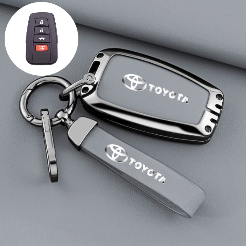 Cargue la imagen en el visor de la galería, Toyota Full Metal Coverage + PU Leather Car Key Fob Case Cover For Camry, Corolla, RAV4, Highlander, C-HR, Prius, Avalon - Polar Tech Australia