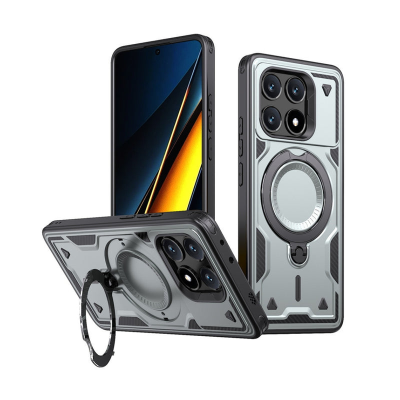 Cargue la imagen en el visor de la galería, Xiaomi Poco X6 Pro - TPU+PC 2-in-1 Material Shockproof Protective Case with Metal Rotating Stand - Polar Tech Australia