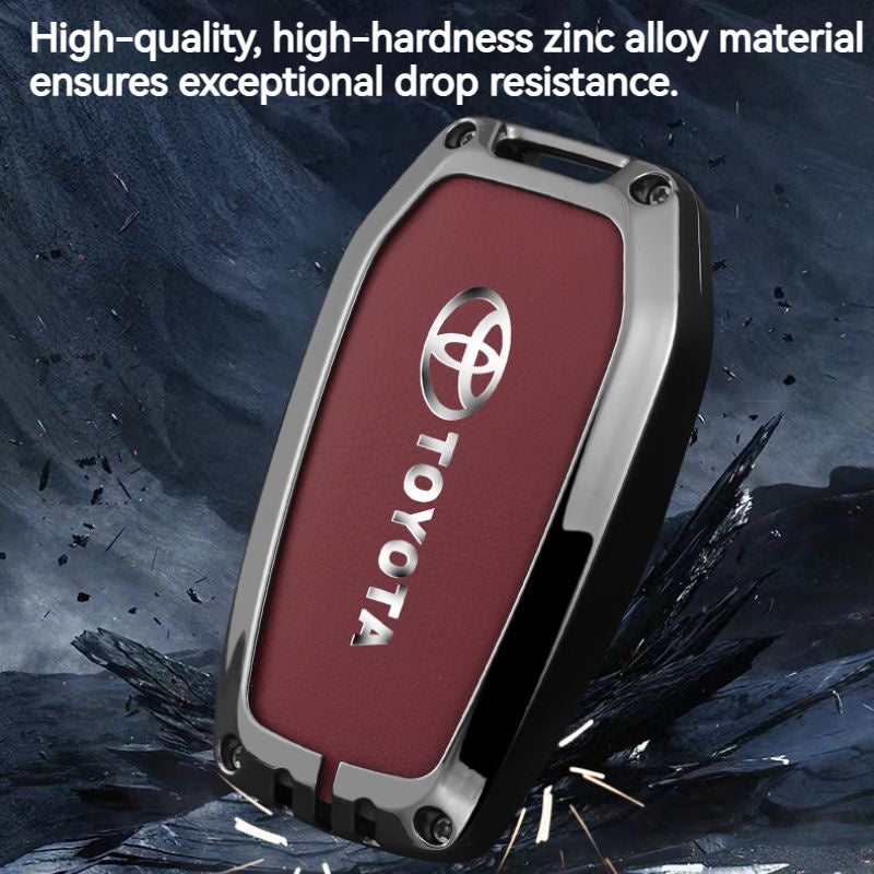 Cargue la imagen en el visor de la galería, Toyota Full Metal Coverage + PU Leather Car Key Fob Case Cover For Camry, Corolla, RAV4, Highlander, C-HR, Prius, Avalon - Polar Tech Australia