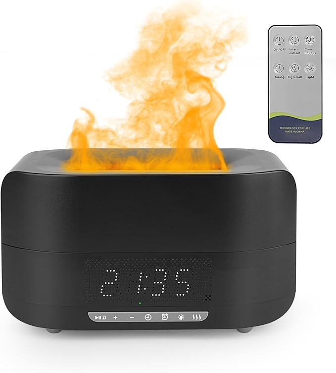 Cargue la imagen en el visor de la galería, Essential Oil Diffuser, Flame Aroma Diffuser Humidifier With Bluetooth Speaker and Clock, 400ML High Capacity Humidifier for Office and Bedroom