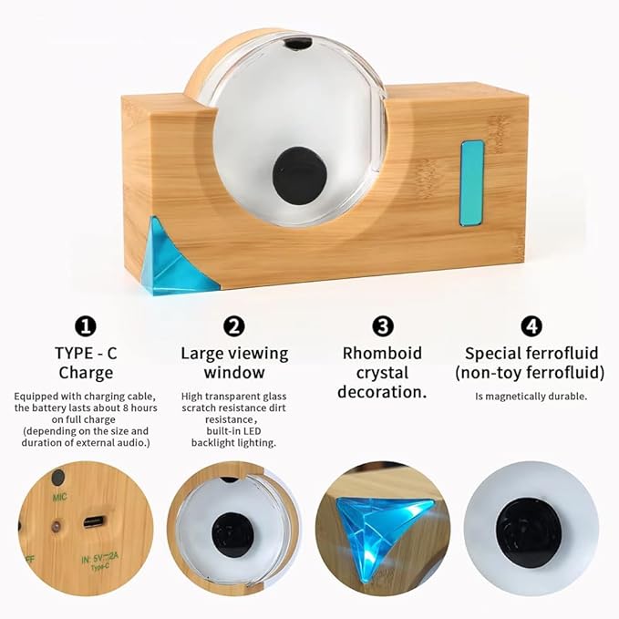 Cargue la imagen en el visor de la galería, Dancing Ferrofluid Music Rhythm Lamp,Ferrofluid Speaker Music Mate,Ferrofluid Display Lamp,Magnet Liquid Toy,Desktop Decor,Teenager Gifts