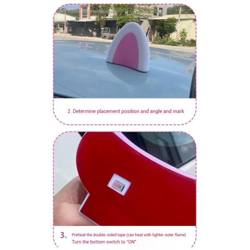 Cargue la imagen en el visor de la galería, Cute Cartoon Cat Ear Solar-Powered Decorative Light Safety Lights For Car Exterior & Car Roof (1 Pair) - i-Station Mobile Phone & Electronic Device Repair and Accessories