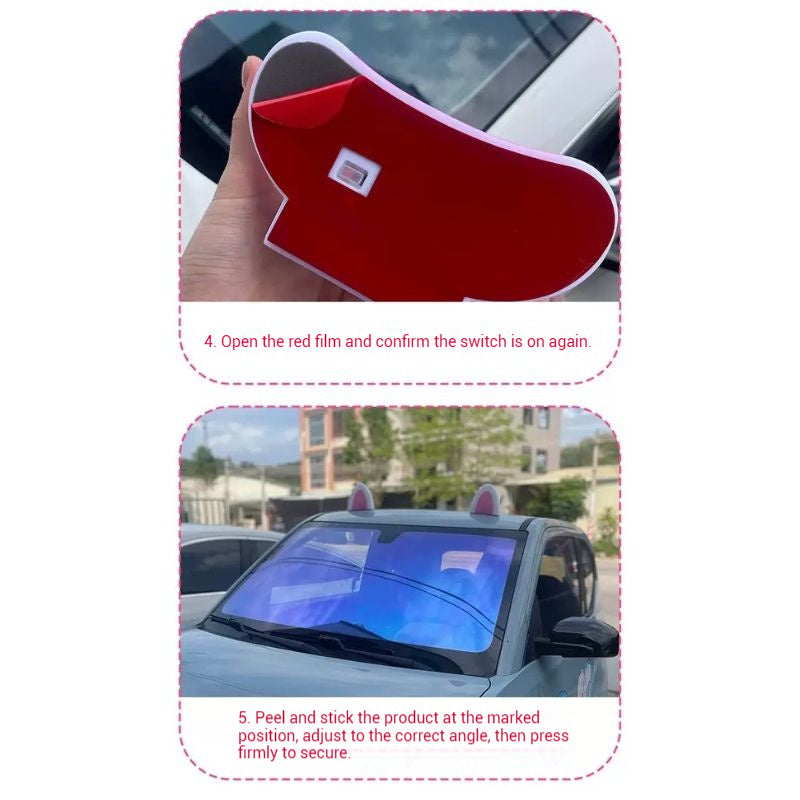 Cargue la imagen en el visor de la galería, Cute Cartoon Cat Ear Solar-Powered Decorative Light Safety Lights For Car Exterior & Car Roof (1 Pair) - i-Station Mobile Phone & Electronic Device Repair and Accessories