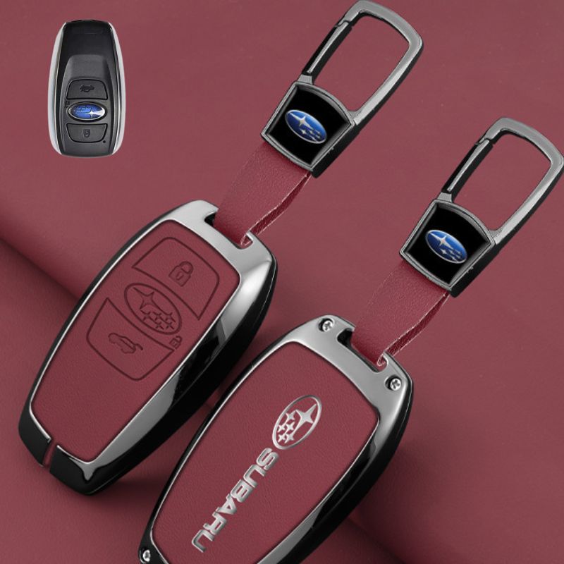 Load image into Gallery viewer, Subaru Full Metal Coverage + PU Leather Car Key Fob Case Cover For Outback, Forester, Impreza, WRX, XV, Crosstrek, Legacy - Polar Tech Australia