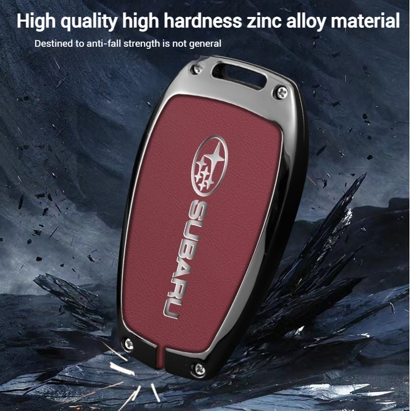 Load image into Gallery viewer, Subaru Full Metal Coverage + PU Leather Car Key Fob Case Cover For Outback, Forester, Impreza, WRX, XV, Crosstrek, Legacy - Polar Tech Australia