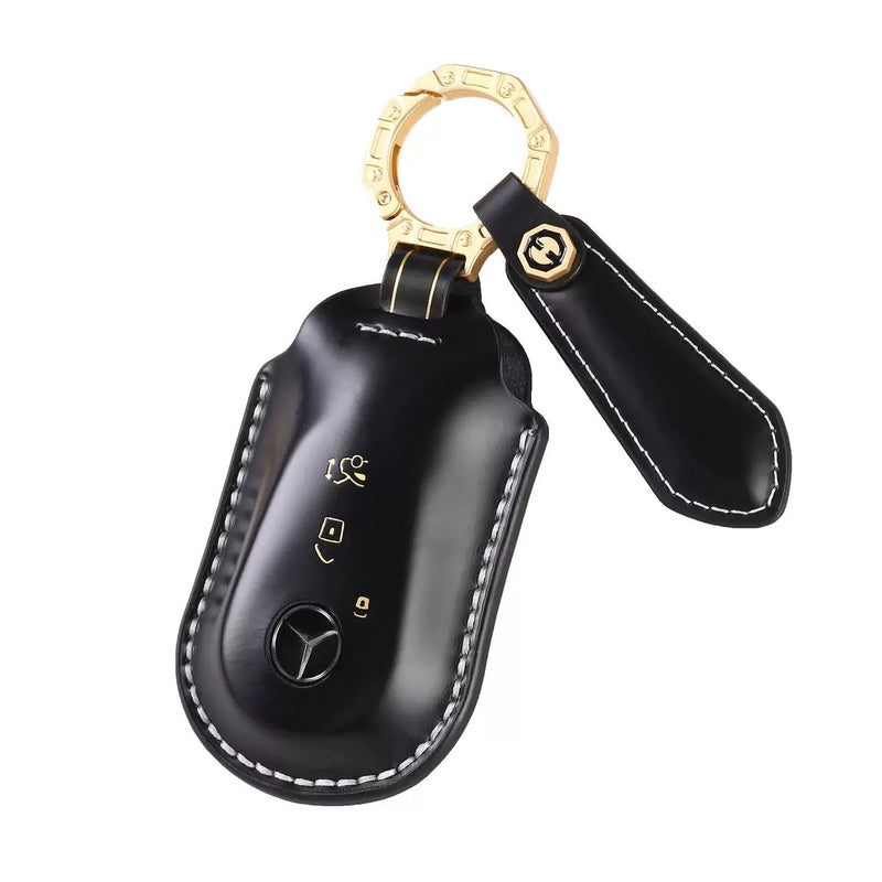 Cargue la imagen en el visor de la galería, Mercedes Benz Genuine Leather Protection Car Key Fob Case Cover For Benz A, C, E, S-Class, GLC, GLE, GLS, GLS, EQC, EQS - Polar Tech Australia