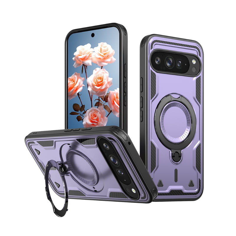 Cargue la imagen en el visor de la galería, Google Pixel 10 Pro XL - TPU+PC 2-in-1 Material Shockproof Protective Case with Metal Rotating Stand - Polar Tech Australia