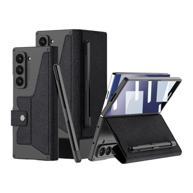 Cargue la imagen en el visor de la galería, Samsung Galaxy Z Fold7 5G - GKK Integrated Armor Flip Leather Case with Pen Slot, Stylus Not Included - Polar Tech Australia