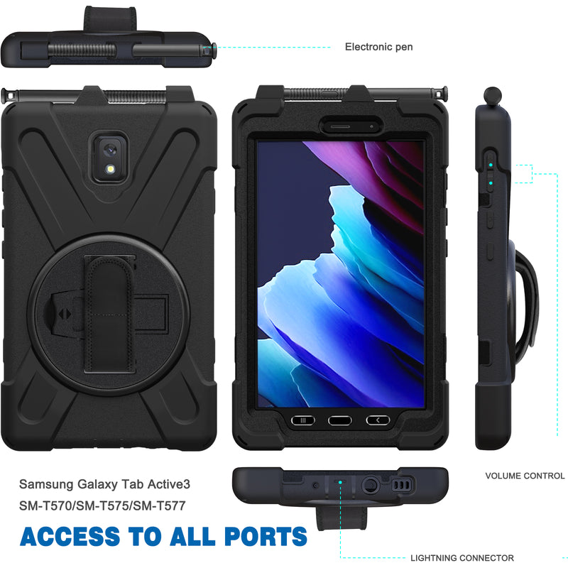 Load image into Gallery viewer, Samsung Galaxy Tab Active 3 & 5 8" 2020 Heavy Duty 360 Degree Rotate Stand Hand Strap Case - Polar Tech Australia