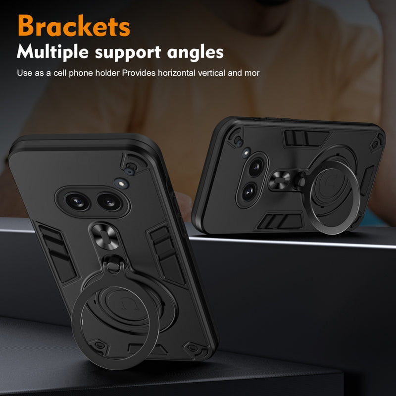 Cargue la imagen en el visor de la galería, Nothing Phone (2a) Plus - Metal Ring 360 Degree Rotating Holder PC Hybrid TPU Phone Case - Polar Tech Australia