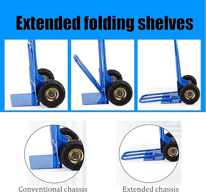 Cargue la imagen en el visor de la galería, Heavy Duty Hand Truck Trolley for Cargo Transportation, Large Capacity Load 300kg with 10 inch Inflatable Wheels - Polar Tech Australia