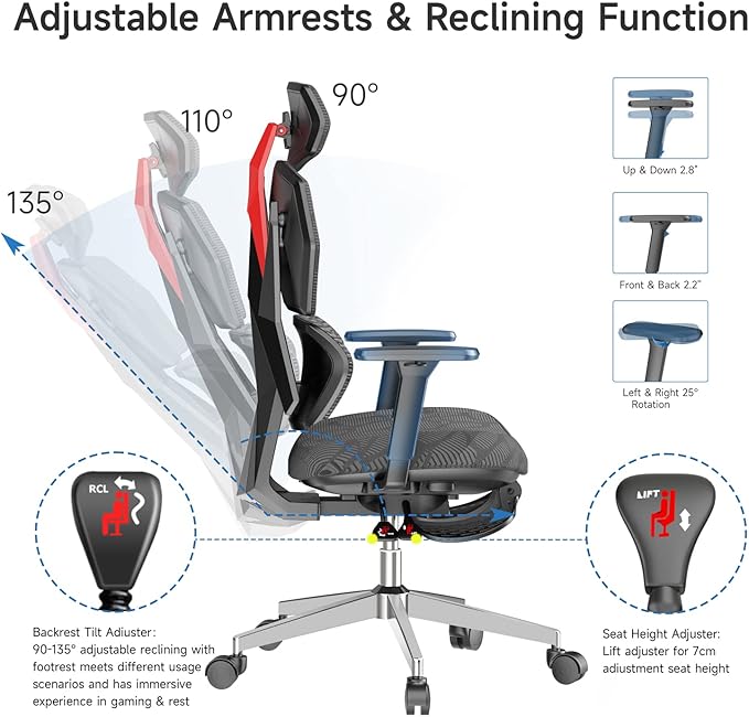 Chargez l'image dans la visionneuse de la galerie, Breathing Mesh Ergonomic Gaming Chair Swivel Computer Office Chair - Polar Tech Australia