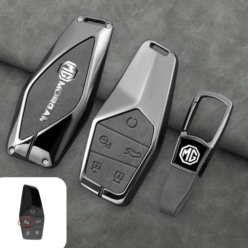 Cargue la imagen en el visor de la galería, MG Zinc Alloy + PU Leather Smart Remote Control Car Key Fob Case Cover For MG ONE - Polar Tech Australia