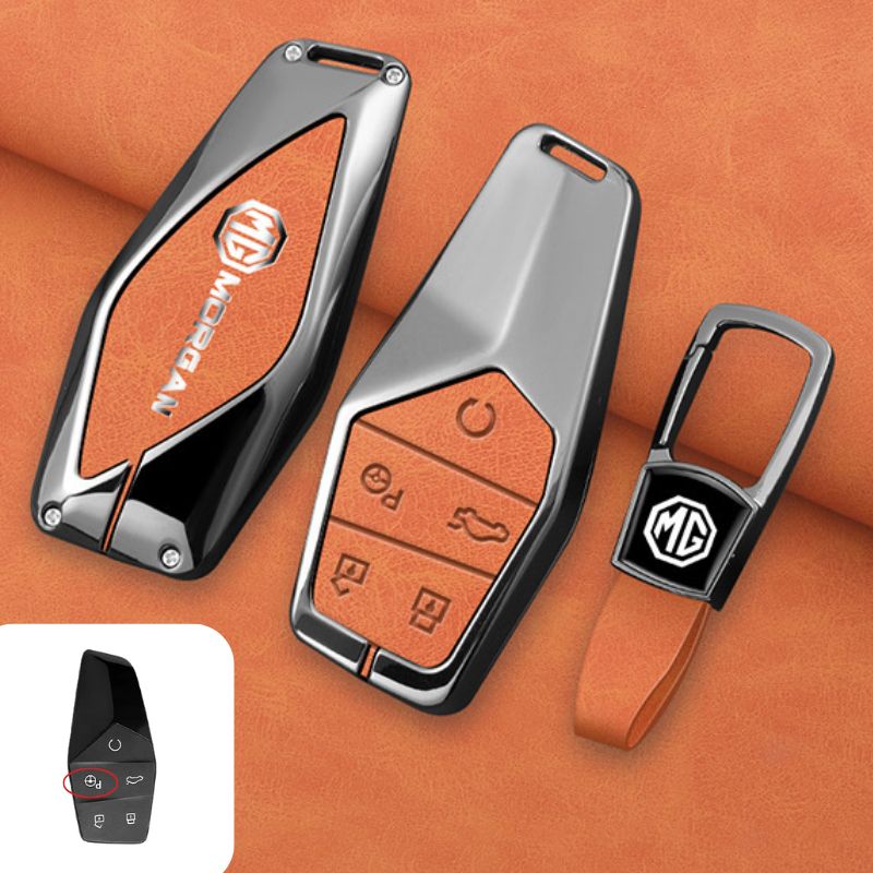 Cargue la imagen en el visor de la galería, MG Zinc Alloy + PU Leather Smart Remote Control Car Key Fob Case Cover For MG ONE - Polar Tech Australia