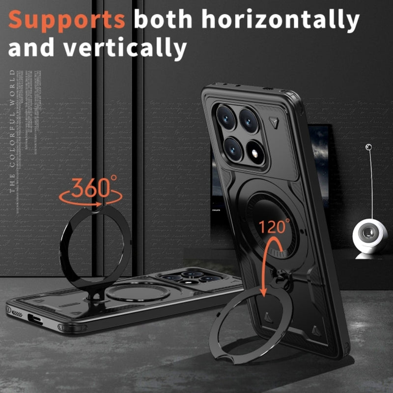 Cargue la imagen en el visor de la galería, Xiaomi Poco X6 Pro - TPU+PC 2-in-1 Material Shockproof Protective Case with Metal Rotating Stand - Polar Tech Australia