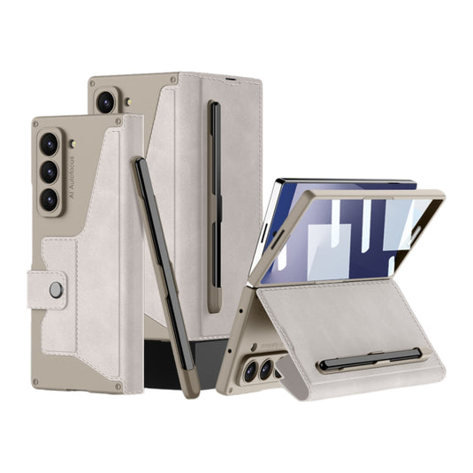Samsung Galaxy Z Fold7 5G - GKK Integrated Armor Flip Leather Case with Pen Slot, Stylus Not Included - Polar Tech Australia