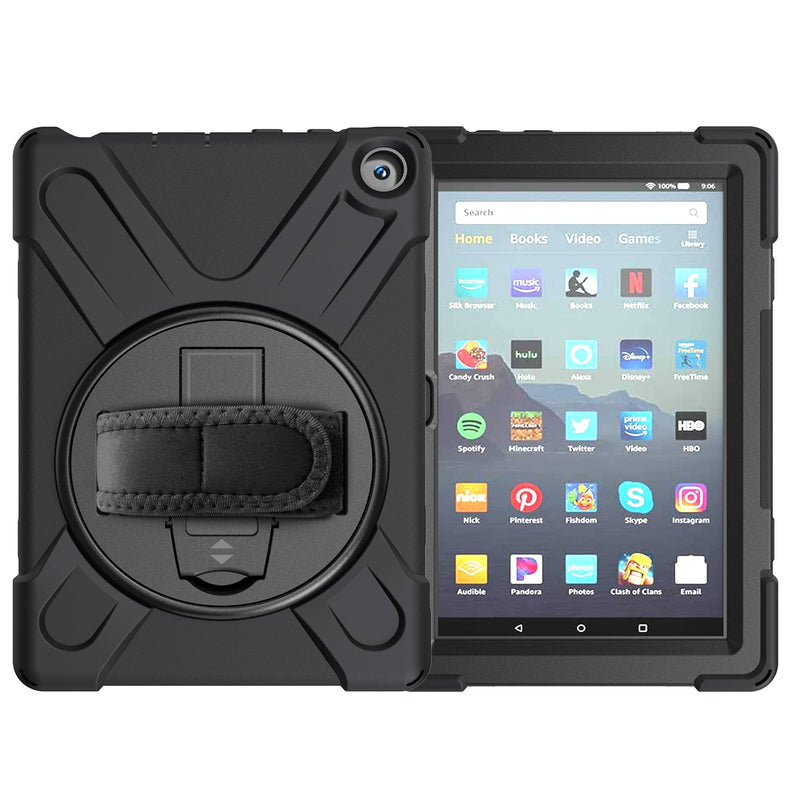 Cargue la imagen en el visor de la galería, Amazon Kindle Fire 8 2020 Heavy Duty 360 Degree Rotate Stand Hand Strap Case - Polar Tech Australia
