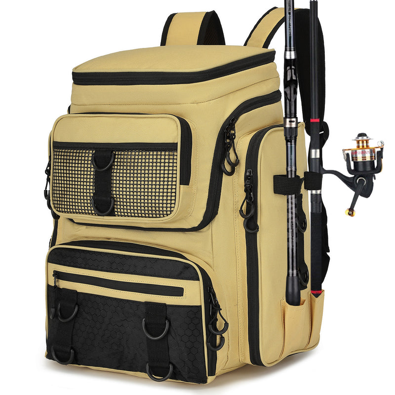 Cargue la imagen en el visor de la galería, Fishing Backpack with Rod Holder, Tackle Organizer Box & Hiking Storage
