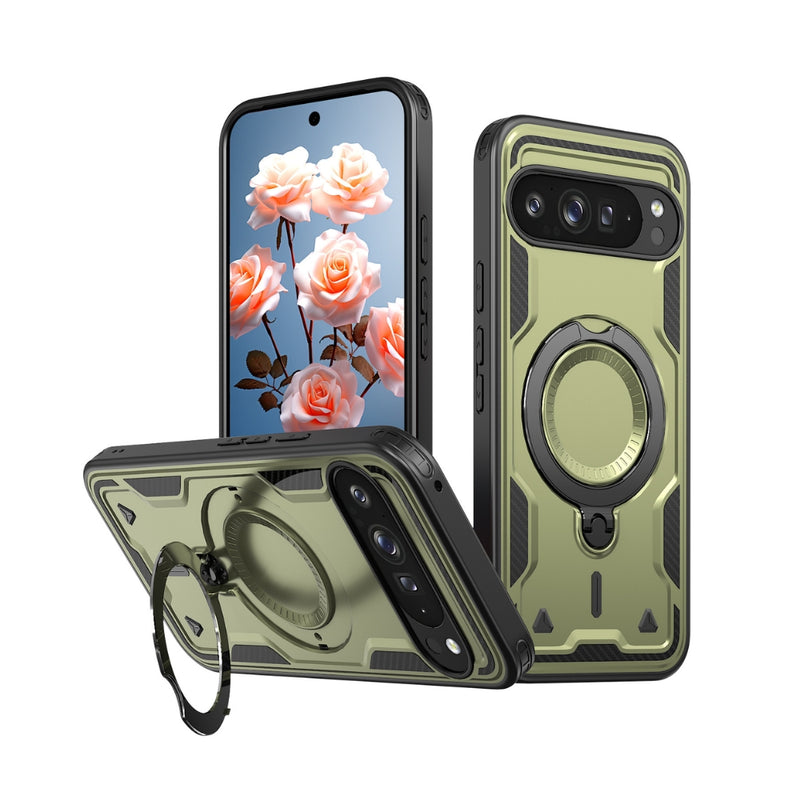Cargue la imagen en el visor de la galería, Google Pixel 10 Pro XL - TPU+PC 2-in-1 Material Shockproof Protective Case with Metal Rotating Stand - Polar Tech Australia
