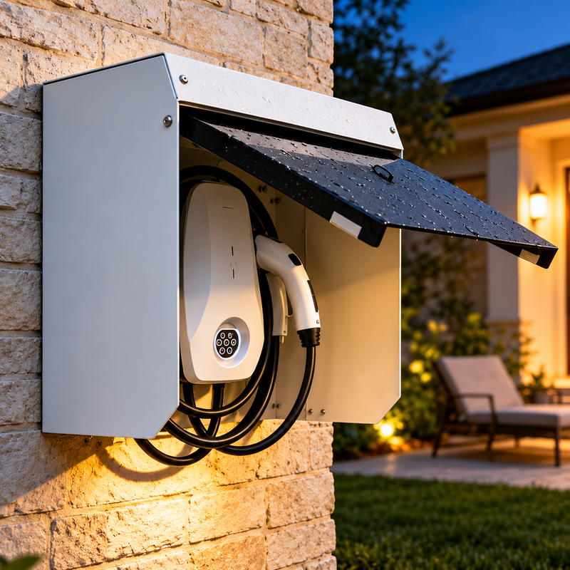 Load image into Gallery viewer, Universal EV Charging Protection Box – Residential Home Use Wall-Mounted Weatherproof Metal Enclosure for Electric Vehicle Chargers - Polar Tech Australia
