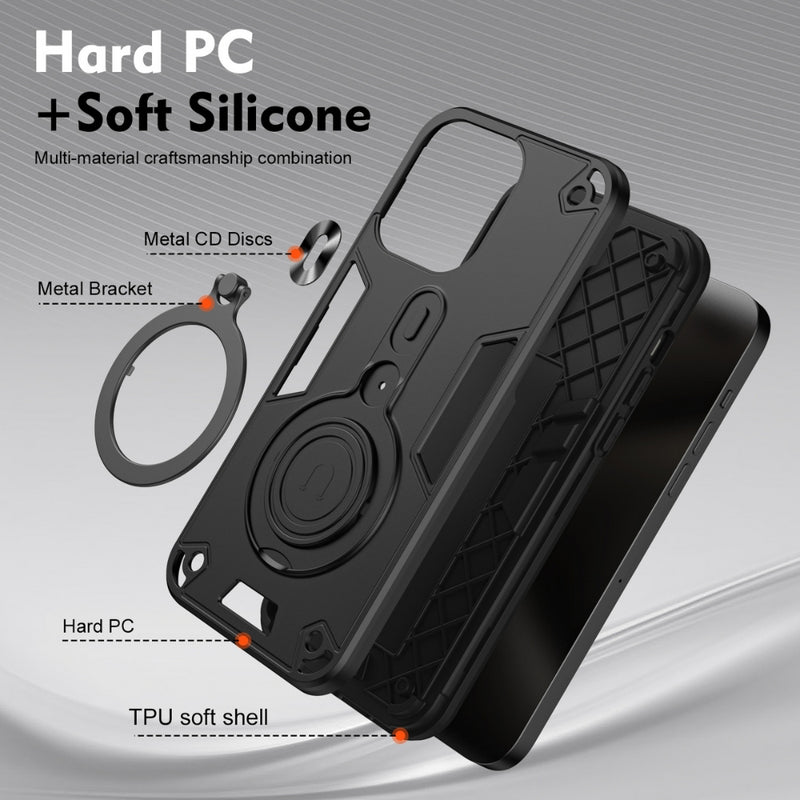 Cargue la imagen en el visor de la galería, Nothing Phone (2a) Plus - Metal Ring 360 Degree Rotating Holder PC Hybrid TPU Phone Case - Polar Tech Australia
