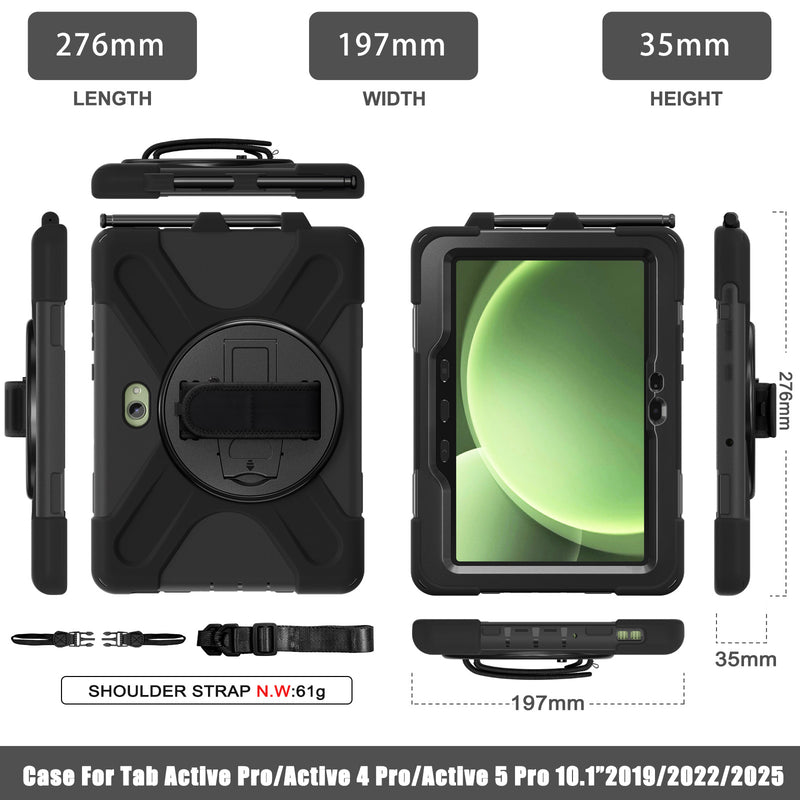 Cargue la imagen en el visor de la galería, Samsung Galaxy Tab Active Pro / Active 4 Pro / Active 5 Pro Series - Heavy Duty 360 Degree Rotate Stand Hand Strap Case With Shoulder Strap - Polar Tech Australia