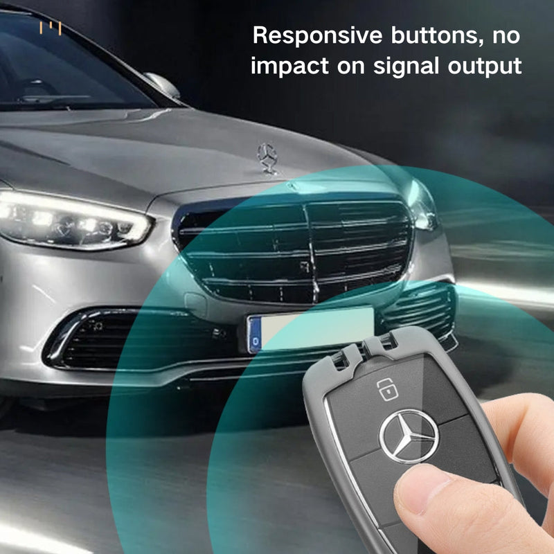 Chargez l'image dans la visionneuse de la galerie, Mercedes Benz Alloy + Leather Protection Car Key Fob Case Cover For Benz A, B, C, E, S, G-Class, GLA, GLB, GLC, GLE, GLS, CLA, CLS, EQC - Polar Tech Australia
