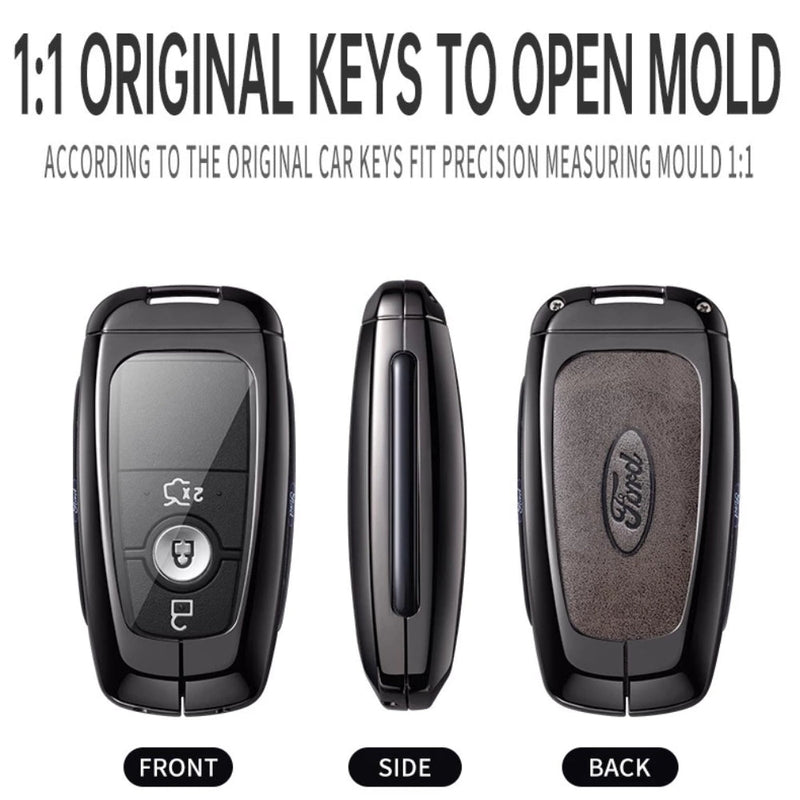 Cargue la imagen en el visor de la galería, Ford Alloy + Leather Protection Car Key Fob Case Cover For Ranger, Wildtrak, Everest, Explorer, Ecosport, Edge, Escape, Focus, Fiesta, Mustang - Polar Tech Australia