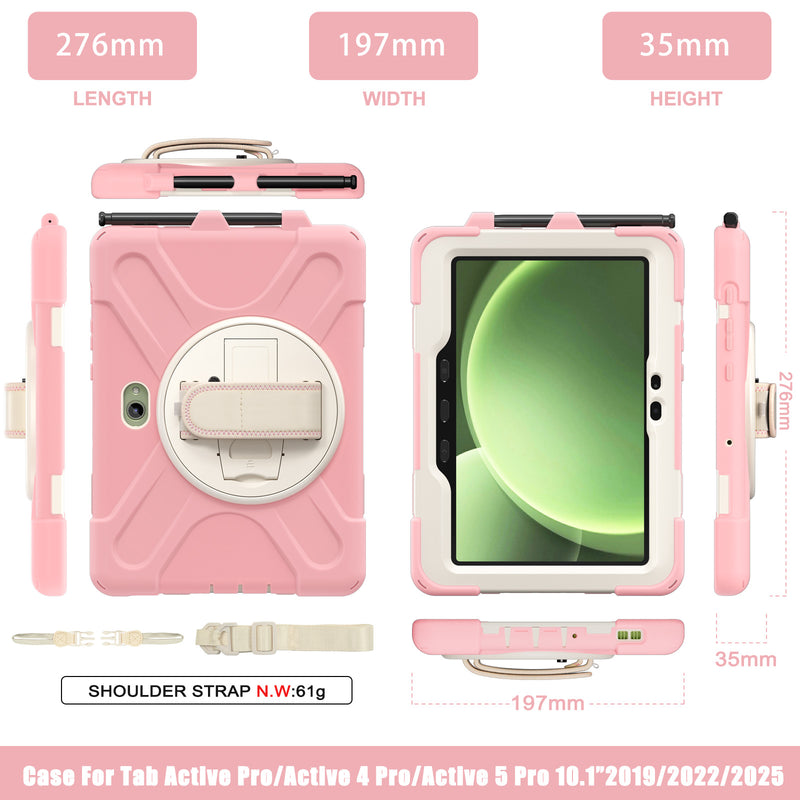 Cargue la imagen en el visor de la galería, Samsung Galaxy Tab Active Pro / Active 4 Pro / Active 5 Pro Series - Heavy Duty 360 Degree Rotate Stand Hand Strap Case With Shoulder Strap - Polar Tech Australia