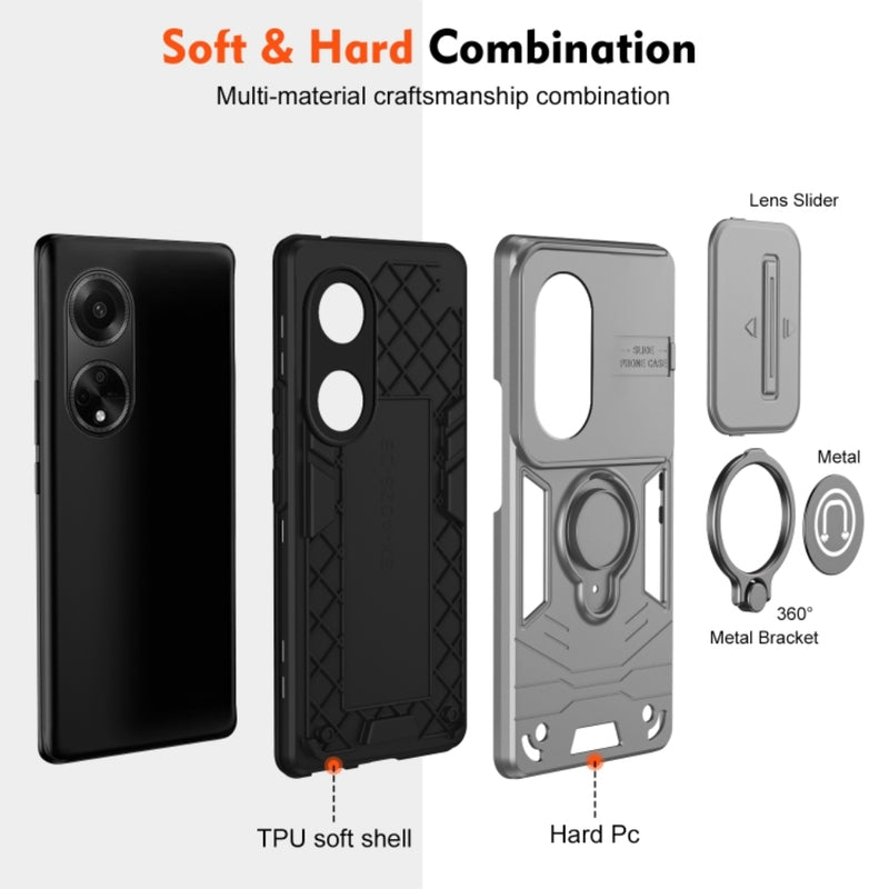 Load image into Gallery viewer, OPPO A78 4G (CPH2565) - Heavy Duty Ring Holder Case with Shockproof & Camera Guard Design - Polar Tech Australia