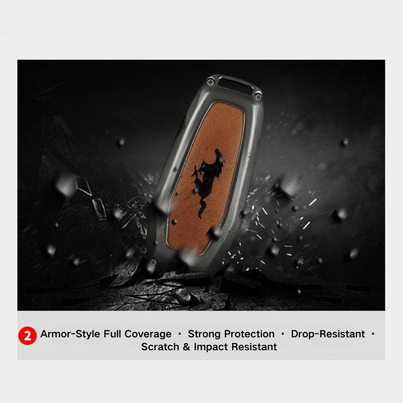 Cargue la imagen en el visor de la galería, Ford Mustang Zinc Alloy Leather Car Key Fob Case Cover - Polar Tech Australia