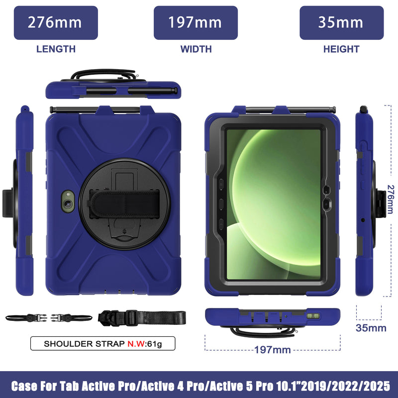Cargue la imagen en el visor de la galería, Samsung Galaxy Tab Active Pro / Active 4 Pro / Active 5 Pro Series - Heavy Duty 360 Degree Rotate Stand Hand Strap Case With Shoulder Strap - Polar Tech Australia