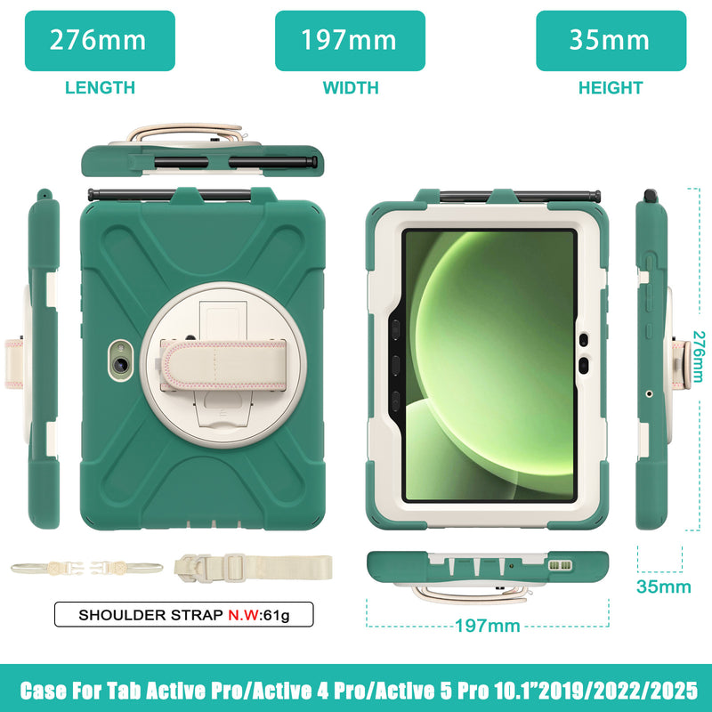 Cargue la imagen en el visor de la galería, Samsung Galaxy Tab Active Pro / Active 4 Pro / Active 5 Pro Series - Heavy Duty 360 Degree Rotate Stand Hand Strap Case With Shoulder Strap - Polar Tech Australia