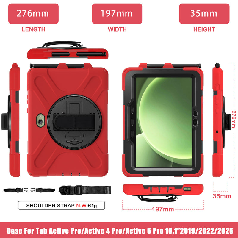 Cargue la imagen en el visor de la galería, Samsung Galaxy Tab Active Pro / Active 4 Pro / Active 5 Pro Series - Heavy Duty 360 Degree Rotate Stand Hand Strap Case With Shoulder Strap - Polar Tech Australia